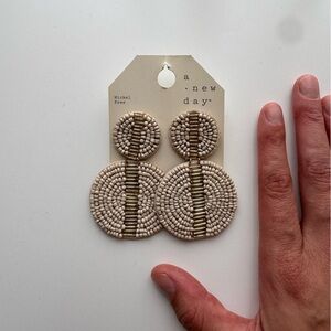 A New Day Cream and Gold Beaded Earrings